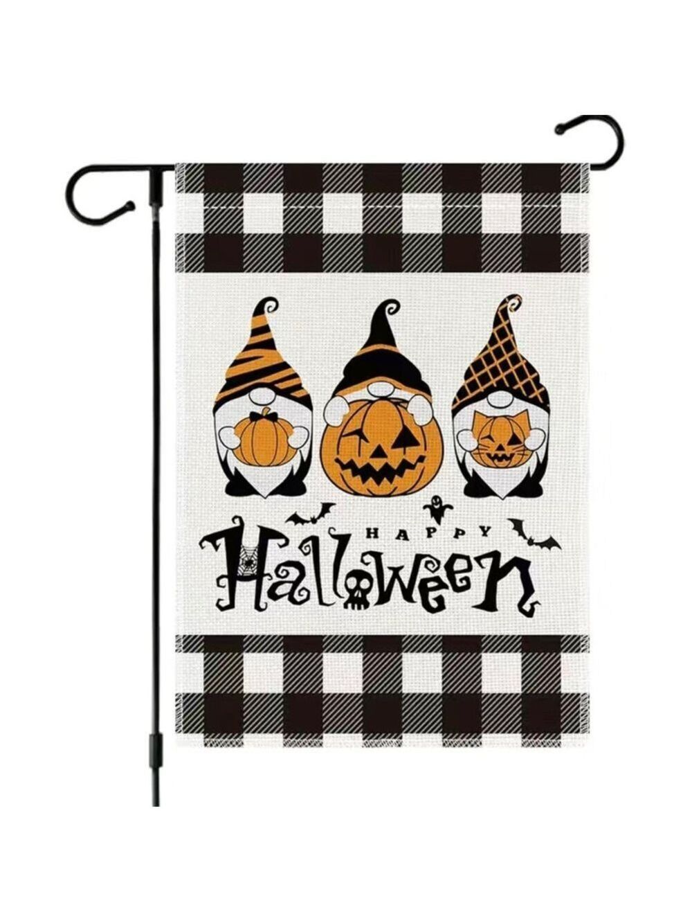 Double Sided Halloween Pumpkin Gnome Garden Flag 18x12
